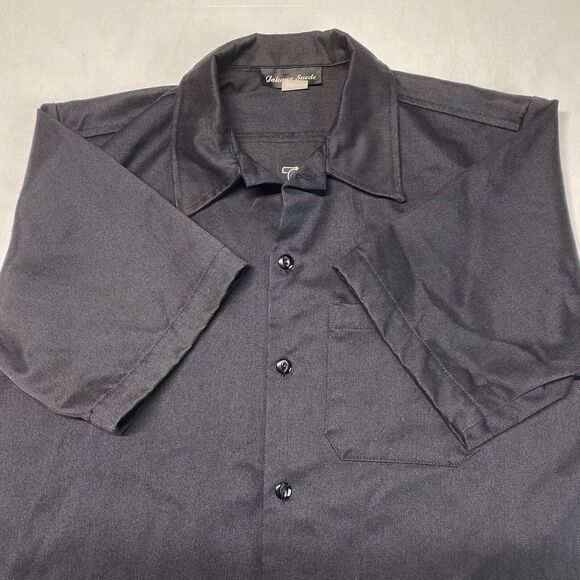 Johnny Suede Button Up Shirt Mens L Black Embroidered Motorcycle Biker USA EUC - Picture 4 of 10